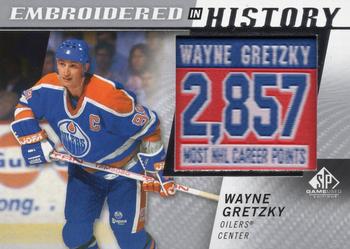 2021-22 SP Game Used - Embroidered in History #74 Wayne Gretzky Front