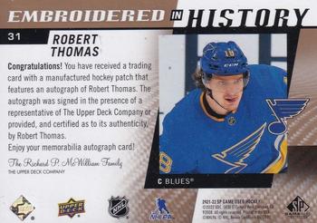 2021-22 SP Game Used - Embroidered in History Auto #31 Robert Thomas Back