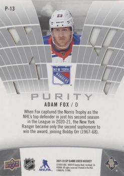 2021-22 SP Game Used - Purity #P-13 Adam Fox Back