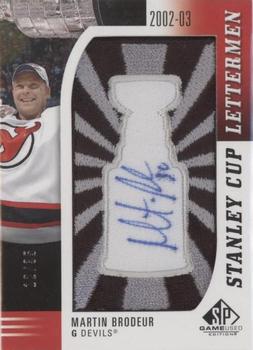 2021-22 SP Game Used - Stanley Cup Lettermen Signatures #SCL-MB Martin Brodeur Front