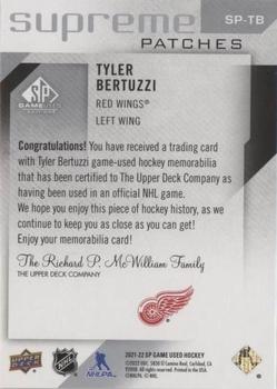 2021-22 SP Game Used - Supreme Patches #SP-TB Tyler Bertuzzi Back