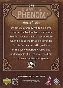 2005-06 Upper Deck - Diary of a Phenom #DP4 Sidney Crosby Back