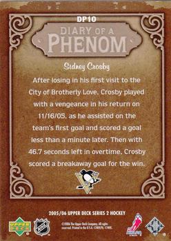 2005-06 Upper Deck - Diary of a Phenom #DP10 Sidney Crosby Back