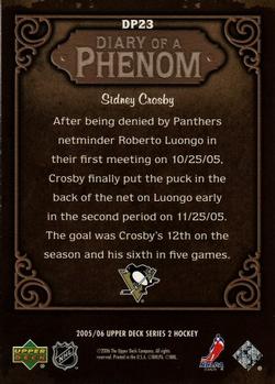 2005-06 Upper Deck - Diary of a Phenom #DP23 Sidney Crosby Back