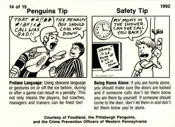 1991-92 Foodland Pittsburgh Penguins #14 Peter Taglianetti Back