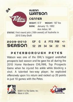 2010-11 In The Game Heroes and Prospects #24 Austin Watson Back