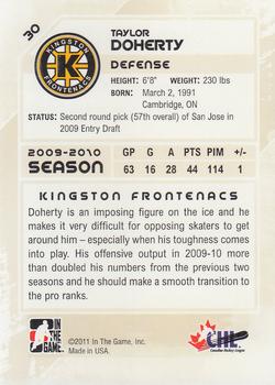2010-11 In The Game Heroes and Prospects #30 Taylor Doherty Back