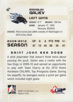 2010-11 In The Game Heroes and Prospects #51 Stanislav Galiev Back