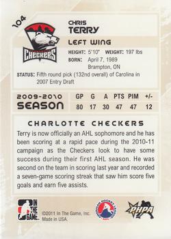 2010-11 In The Game Heroes and Prospects #104 Chris Terry Back
