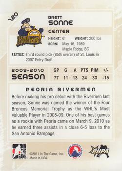 2010-11 In The Game Heroes and Prospects #120 Brett Sonne Back