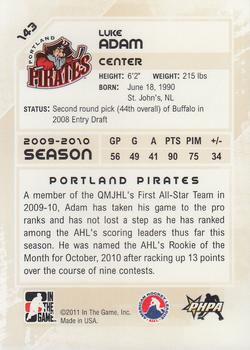 2010-11 In The Game Heroes and Prospects #143 Luke Adam Back