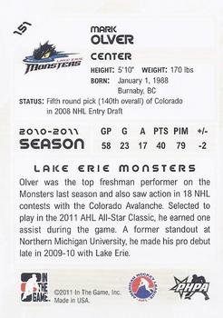 2010-11 In The Game Heroes and Prospects #151 Mark Olver Back