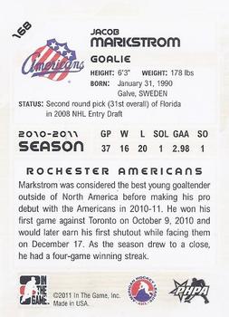 2010-11 In The Game Heroes and Prospects #168 Jacob Markstrom Back