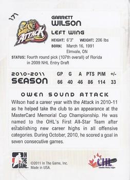 2010-11 In The Game Heroes and Prospects #171 Garrett Wilson Back