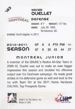 2010-11 In The Game Heroes and Prospects #183 Xavier Ouellet Back