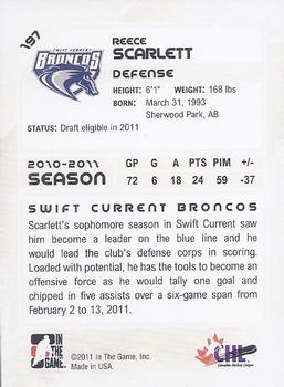 2010-11 In The Game Heroes and Prospects #197 Reece Scarlett Back
