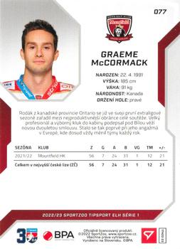 2022-23 SportZoo Tipsport ELH #77 Graeme McCormack Back