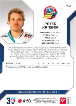 2022-23 SportZoo Tipsport ELH #140 Peter Krieger Back