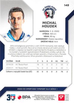 2022-23 SportZoo Tipsport ELH #149 Michal Houdek Back