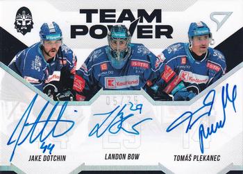 2022-23 SportZoo Tipsport ELH - Team Power Autographs #TPS-KLA Jake Dotchin / Landon Bow / Tomas Plekanec Front