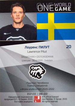 2021-22 Sereal KHL One World One Game Platinum Collection #ONE-022 Lawrence Pilut Back
