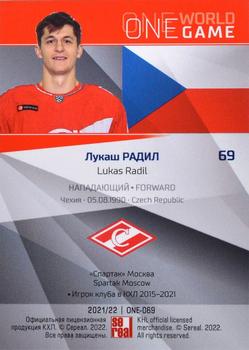 2021-22 Sereal KHL One World One Game Platinum Collection #ONE-069 Lukas Radil Back