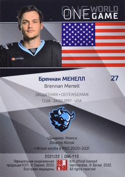 2021-22 Sereal KHL One World One Game Platinum Collection #ONE-110 Brennan Menell Back