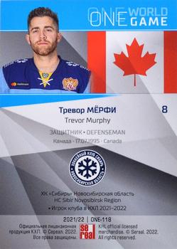 2021-22 Sereal KHL One World One Game Platinum Collection #ONE-118 Trevor Murphy Back