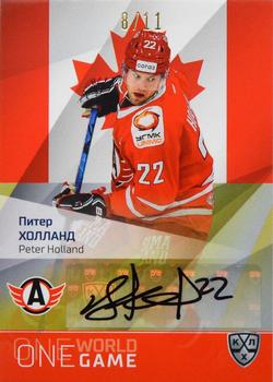 2021-22 Sereal KHL One World One Game Platinum Collection - Autograph #ONE-A109 Peter Holland Front