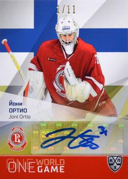 2021-22 Sereal KHL One World One Game Platinum Collection - Autograph #ONE-A113 Joni Ortio Front
