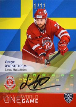 2021-22 Sereal KHL One World One Game Platinum Collection - Autograph #ONE-A116 Linus Hultstrom Front