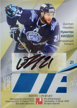 2021-22 Sereal KHL One World One Game Platinum Collection - Nameplate Letter Stick Auto #LTR-STI-A17 Quinton Howden Back