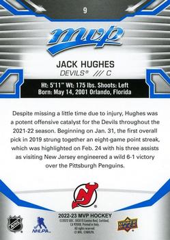 2022-23 Upper Deck MVP - Blue Script #9 Jack Hughes Back