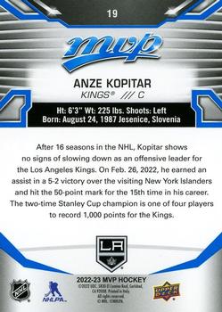 2022-23 Upper Deck MVP - Blue Script #19 Anze Kopitar Back