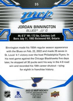2022-23 Upper Deck MVP - Blue Script #35 Jordan Binnington Back