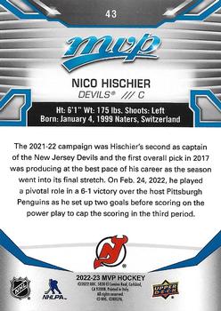 2022-23 Upper Deck MVP - Blue Script #43 Nico Hischier Back