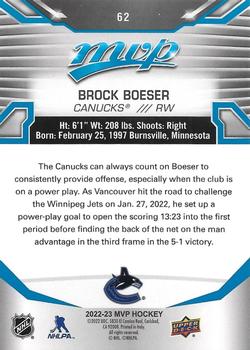 2022-23 Upper Deck MVP - Blue Script #62 Brock Boeser Back