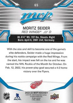 2022-23 Upper Deck MVP - Blue Script #65 Moritz Seider Back