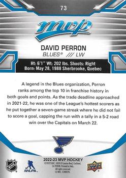 2022-23 Upper Deck MVP - Blue Script #73 David Perron Back