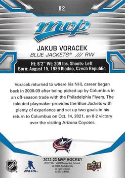 2022-23 Upper Deck MVP - Blue Script #82 Jakub Voracek Back
