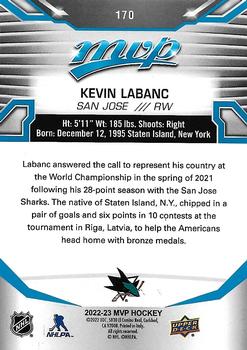 2022-23 Upper Deck MVP - Blue Script #170 Kevin Labanc Back
