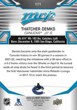 2022-23 Upper Deck MVP - Blue Script #171 Thatcher Demko Back