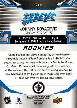 2022-23 Upper Deck MVP - Blue Script #240 Johnny Kovacevic Back