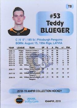 2018-19 AMPIR Russian Star (Unlicensed) #TB Teddy Blueger Back
