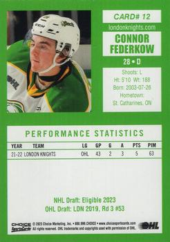 2022-23 Choice London Knights (OHL) #12 Connor Federkow Back