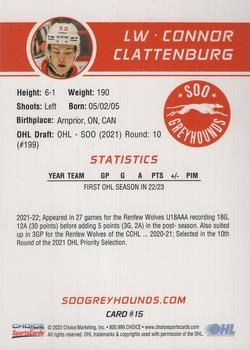 2022-23 Choice Sault Ste. Marie Greyhounds (OHL) #15 Connor Clattenburg Back