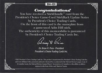 2021-22 President's Choice Game-Used Stickrack Update - Stickhandle #SH-101 Adin Hill Back