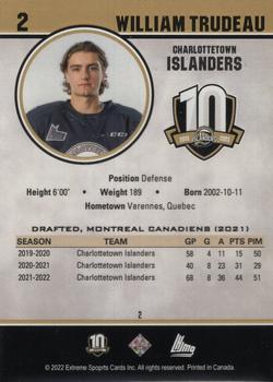 2022-23 Extreme Charlottetown Islanders (QMJHL) 10th Anniversary #2 William Trudeau Back