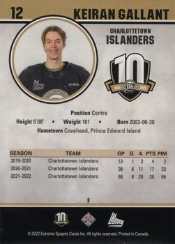 2022-23 Extreme Charlottetown Islanders (QMJHL) 10th Anniversary #8 Keiran Gallant Back