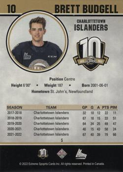 2022-23 Extreme Charlottetown Islanders (QMJHL) 10th Anniversary - Limited Edition #5 Brett Budgell Back